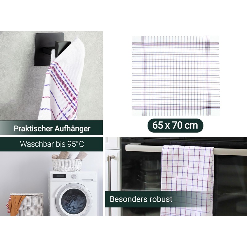 ZOLLNER Set of 5 Tea Towels 65 x 70 cm