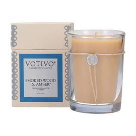 VOTIVO 6.8oz Aromatic Soy Blend Highly Fragranced Home Decor Jar Candle-Smoked Wood & Amber