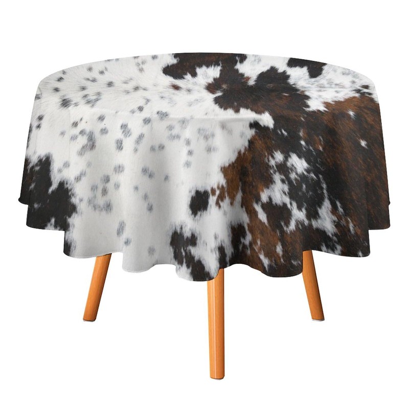 YCness Cow Print Tablecloth, Black Cowhide Printed Table Cover Western