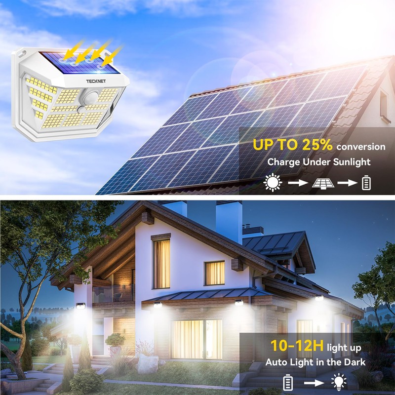 231 LED Solar Lights for Outside Waterproof, 6 Pack 300°