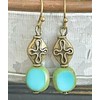 Aqua and Bronze Dangle Earrings Summer Jewelry Earrings for Women