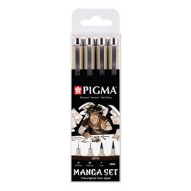 Sakura Pigma Micron fineliner set Manga Collection | 4 sizes, sepia (POXSDKMAN4)