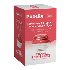 PoolRx+ Mineral Algaecide Unit, up to 6-Month Algae Control, for 2.5K-5K gallons, Red & White, New Formula with Silver.