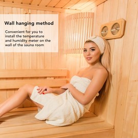 Tyenaza Sauna Thermometer, 2in1 Wooden Fahrenheit Sauna Thermometer Hygrometer, Indoor Sauna Hygrothermograph Gauge Accessories for Sauna Room Hotel