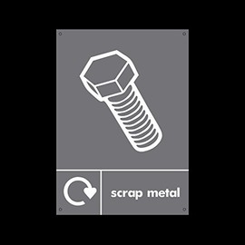 Scrap Metal Plastic Sign with 4 Pre-Drilled Holes - Environment/Reduce CO2 / Green World/Bins