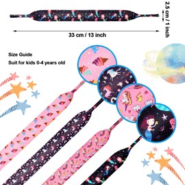 Weewooday 4 Pieces Kids Eyeglass Strap Neoprene Glasses Holder Sunglasses Lanyard Retainer (Ice Cream, Unicorn, Mermaid)