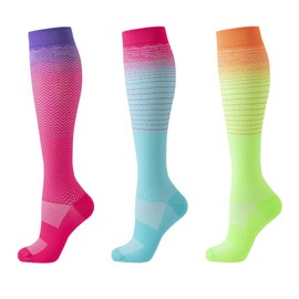 Compression Socks for Women Men, 3 Pairs Graduated Compression Support for Running, Athletic, Cycling