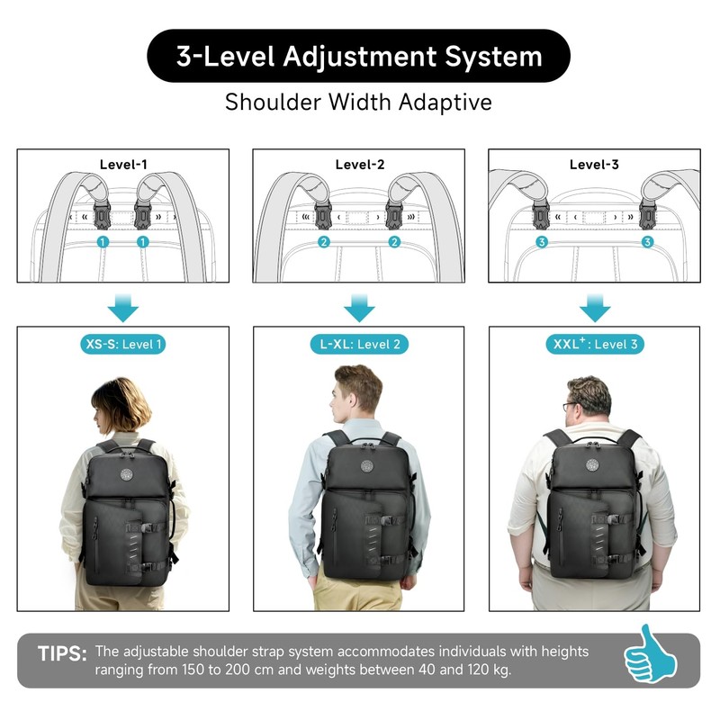 SWICKY Travel black Laptop backpack 37L ，carry on Flight Approved