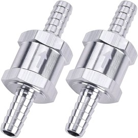 Mesee 2 Pieces Fuel Non Return Check Valve, 8mm 5/16" Aluminium Alloy Petrol Diesel Water Fuel Line One Way Check Valve for Car Motorcycle Caravan Ship