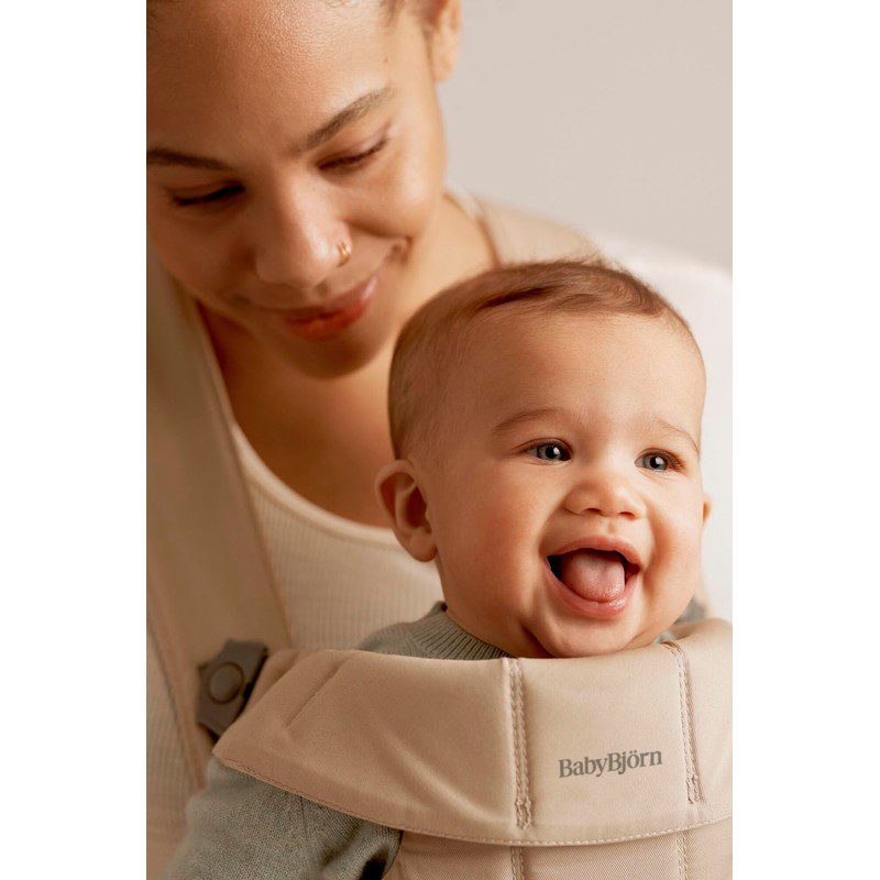 BabyBjörn Baby Carrier Mini, Beige, Woven | Newborn Carrier (7-25