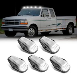 SHINEFIT 5PCS LED Cab Roof Marker Lights Replacement for 1984-1996 F150, White Top Roof Running Marker Clearance Light Compatible with 1984-1997 F250 F350