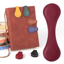 MrCrafts Leather Magnetic Bookmark, Vintage Bookmarks for Reading, Book Mark, Book Accessories, Gifts for Women, Book Lovers, Family, Friends, Kids, Readers, Student (Red)