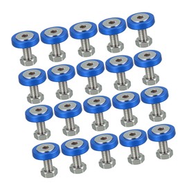 A ABSOPRO Car Motorcycle M6 Fender Bumper Washer Bolt Nuts Kit Engine Bay Fastener Aluminum Alloy Blue, Silver Tone (Set of 20)
