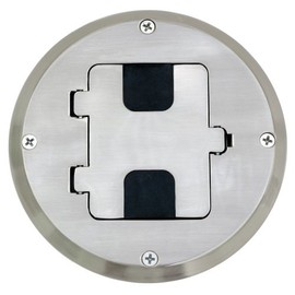 Bryant Electric RF515NI Residential Floor Box Kit, 1-Gang Drop-in, Tamper Resistant, Duplex Receptacle, 15 Amp, 125V, Nema 5-15R, 2-Pole 3-Wire Grounding, Aluminum Plate, Nickel