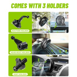 Vilupvie Car Fans for Backseat Kids, 3in1 Car Fans that Blow Cold Air, Cooling USB Back Seat 3 Speed 360 Degree Rotatable Headrest Fan, Adjustable Clip Vehicles Rear Seat Air Fan for Sedan SUV RV