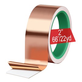 MOGEHIT Copper Tape for Slugs and Snails 2In ×66FT Slug Tape Barrier 100% Copper Foil Conductive Adhesive for Soldering Sheilding Tape or Guitars, EMI, RF 22Yards