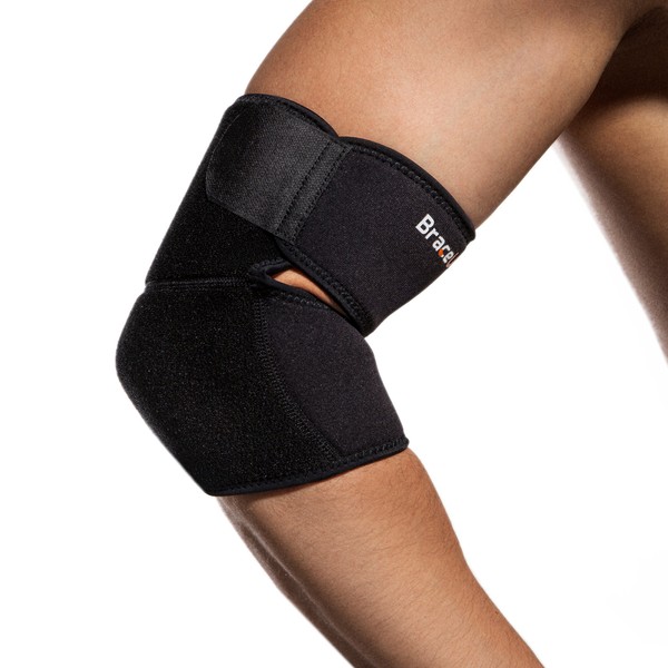 Adjustable Elbow Brace for women and men by BraceUP - Elbow Support for Pain, Tennis Elbow, Tendonitis, Arthritis Ease, Curad Support, Left and Right Elbow, One Size (Black)