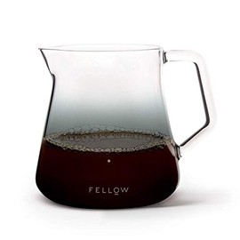 Fellow Mighty Small Glass Serving Carafe for Coffee & Tea, SMOKE GREY 5mm Borosilicate Glass, 16.9 oz/500mL Capacity, No-Drip Spout, Sturdy Handle