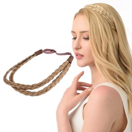 Gledola Double Three Strands Braid Headband Synthetic Hair Plait Headband for Women Hair Accessory (Caramel Blonde)