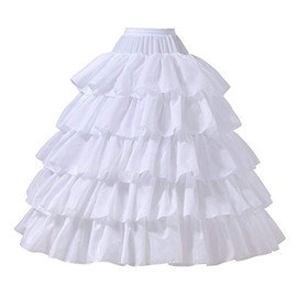 CountryWomen Women Crinoline Petticoat A-line 6 Hoop Skirt Slips Long Underskirt for Wedding Bridal Dress Ball Gown White(one-Size, 5-Hoop1)