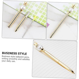 Operitacx 2sets Ballpoint Pen Gel Ink Pens Metallic Gel Pens Metal Crown Rotating Pen Signature Pen Metal Crown Pen Metal Advertising Pen Stationery Pen Metal Crown Gel Pen Metal Gel 2pcs*2