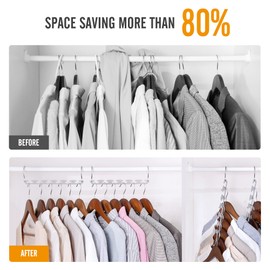 HOUSE DAY Closet Organizers and Storage Space Saving Hangers 12 Pack Stainless Steel Magic Hangers Upgraded Sturdy Multiple Hanger in one Space Saver Clothes Hanger College Dorm Room Essentials