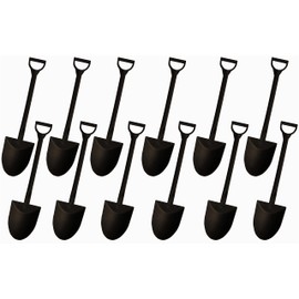QWloog Magzipo Mini Shovel Shape Spoons,Disposable Plastic Dessert Spoon,Black(100)