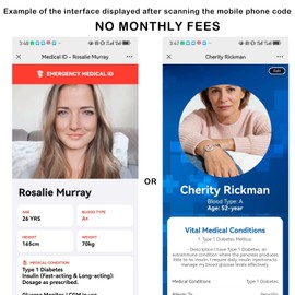 AOAMID Medical ID Bracelet with QR Code for Women Men, Adjustable Medical Alert Bracelet with Cloud Health Profile & ICE Contacts, No Subscription Fee (20mm width/Black)