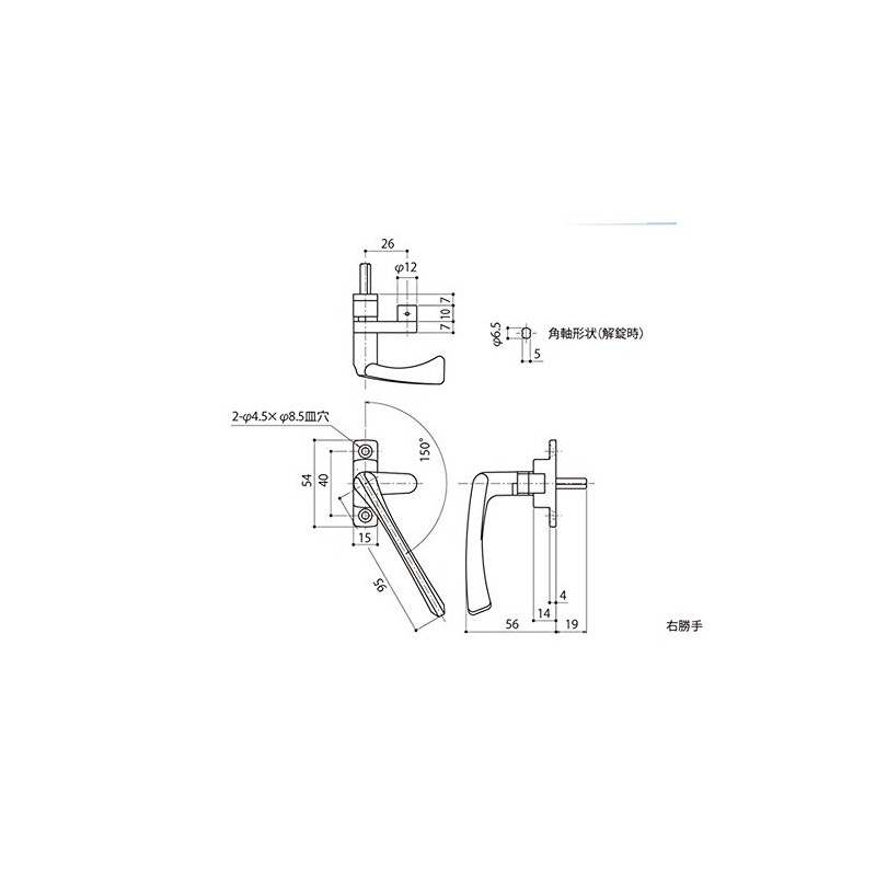 中西産業 引寄せハンドル L L=19 DC-X-14