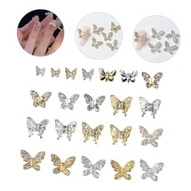 Beavorty 22pcs Butterfly Nail Charms Metal Nail Art Gems for Elegant Manicure Decorations
