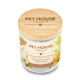 One Fur All Pet House Candle 2 Pack - Plant-Based/Soy Candle - Clean Burning Scented Candles, Long Lasting Pet Odor Candle for Home - Vanilla Sandalwood, Vanilla Creme Brulee