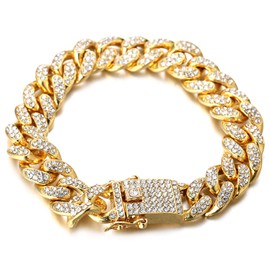 Halukakah Gold Chain for Men,13MM Cuban Link Chain Iced out Miami 18k Real Gold Plated Bracelet 8",Full Cz Diamond Cut Prong Set,with Giftbox