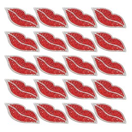TOPINCN 20Pcs Red Lip Rhinestones Resin Crystal Hot Pattern Clothing Decoration DIY Accessories DIY Hair Clip Phone Ornament Scrapbook Crafts Suit