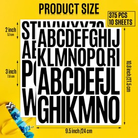 10 Sheet Large Letter Stickers - 2+3 Inch Black Vinyl Self Adhesive Alphabet Stickers Stick On Letters for Arts Crafts Outdoor Sign Wall Mailbox Windows Doors Car Poster Board (Black, 2+3 Inch)