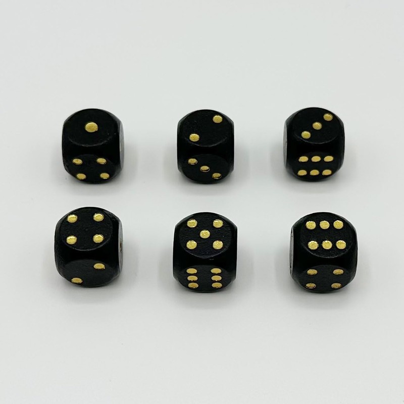 CRAFT CROWN Black Dice, Gold Letters, 16 Pieces, 0.5 inches