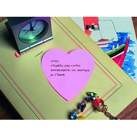 Post-it Notas - 1 bloque de 225 notas adhesivas en forma de corazón, 70 x 70 mm, notas adhesivas para computadora, oficina, escuela y notas, color rosa