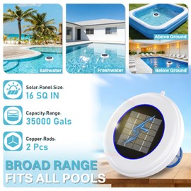 MEIGESI Solar Pool Cleaner | 2 Copper Anodes Replacement | Up to 35,000 Gal