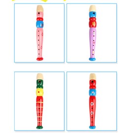 Small Wooden Recorders For Toddlers Colorful Piccolo Flute for Kids Learning Rhythm Musical Instrument Sealive Baby Early Education Music&Sound Toys for Autism or Preschool Child (Random Color)