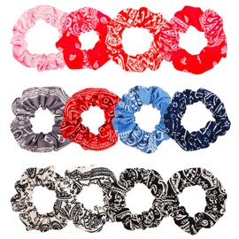 UNVOJL 12 Pieces Hair Scrunchies Elastic Hair Bands Boho Scrunchies Vintage Pattern Hair Band for Daily Use Hair Accessory