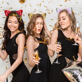 Bepod 18 Pieces Cat Ear Headbands, Sequin Headwear Hair Band Party Decoration Cosplay for Girls Women