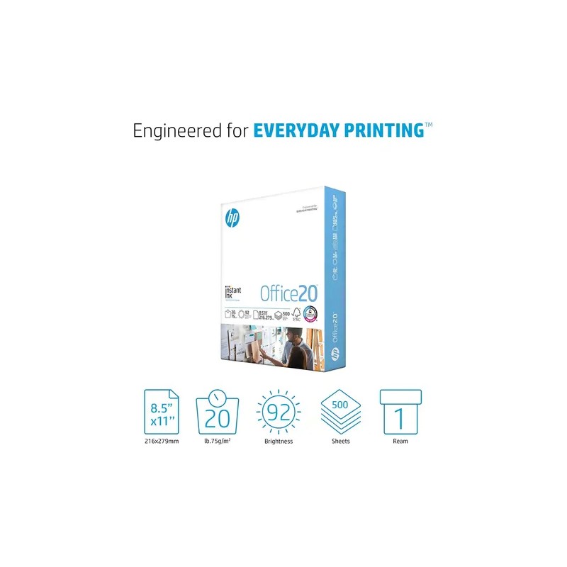 Papel Bond Hp Office 20 Blanco 75 Gramos Carta 500