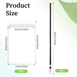 3 Pack Lanyard with Card Holder Extra Large Passport Holders ID Badge PVC Card Holder with Black Lanyards, Clear Passport Cover Lanyard Card Holder Passport Sleeve for Cruise Credit Card Plane Ticket