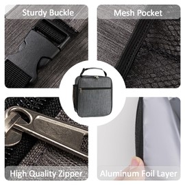 HHELIFE Lunch Bags for Men & Women， Practical and Portable, Suitable for Various Occasions Such as Offices, Picnic, Schools, etc. Reusable Lunch Box, Grey