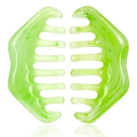 Ouligay 2 Stück Gua Sha Scraping Massage Werkzeuge Massagekamm, Jade Gua Sha Brett Kamm, Runder Zahnkamm, Grün Guasha Haarkamm Guasha Stein Kamm für Gesichts Yoga Massieren,Kopfhaut Körper Massage