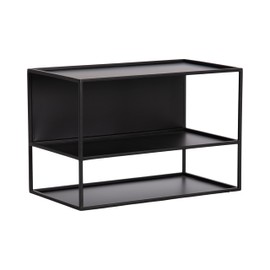 Kate and Laurel Nomi Modern Metal Floating Side Table with Storage, 18 x 10 x 12, Black, Contemporary Tiered Floating End Table for Use as Wall Shelf for Small Spaces