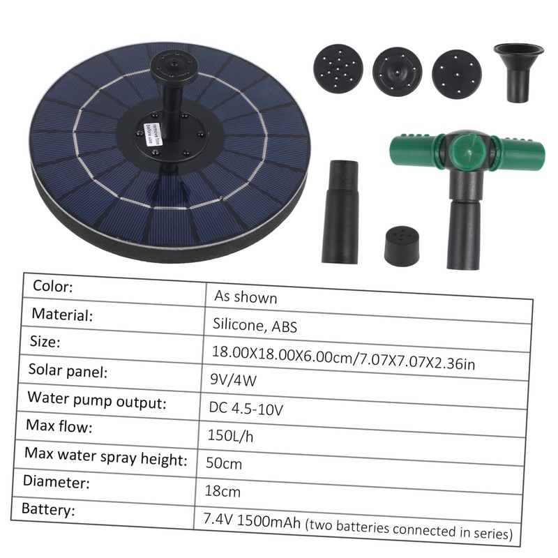 Mipcase Solar Fountain Pump with RGB Lights Solar Feature for