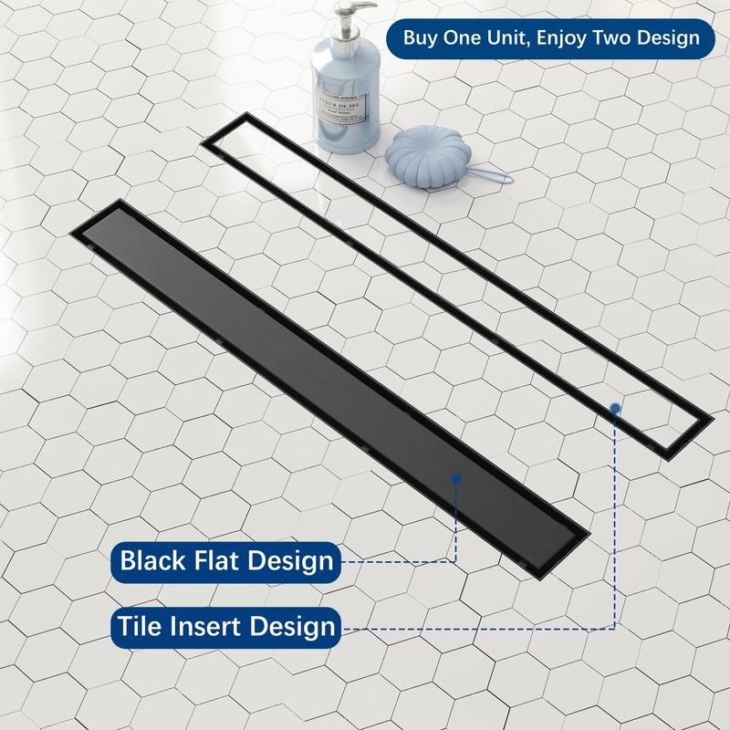 Neodrain 18-Inch Linear Shower Drain,with 2-in-1 Flat & Tile Insert