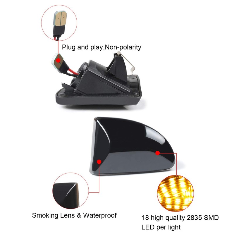 OZ-LAMPE 2Pcs Dynamic Side Indicator for BENZ Smart Fortwo W451