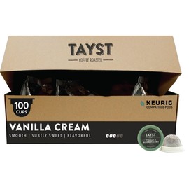 Tayst Coffee Pods, Vanilla Cream Medium Roast, K Cups Compatible with Keurig Coffee Maker, Sustainable Single Serve, Pack of 100