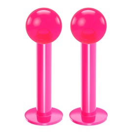 2pc 16mm Labret Bar Studs Lip Ring Monroe Tragus Snake Spider Bites Forward Helix Cartilage Dahlia Conch Pink 4mm Ball Piercing - 8mm